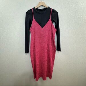 Zara Pink and Black Plaid Tank Dress relaxed fit Size M